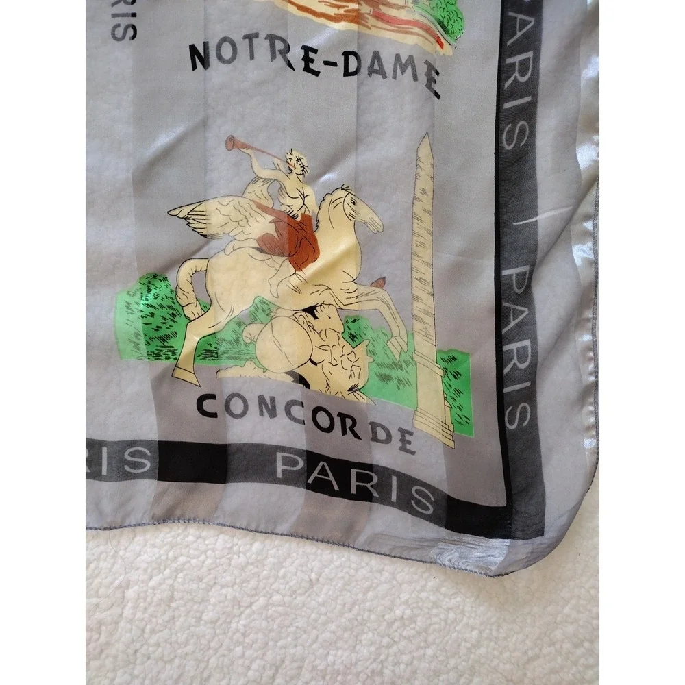 Unbranded Scarf Woman Parisian Landmarks Multicolor Multiuser Office Party 38X38